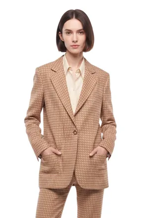 Stella McCartney Brown Geometric Notched Lapel Blazer