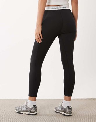 Calvin Klein Leggings neri a coste-Nero