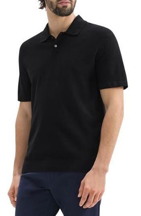 Theory Goris Grid Light Performance Polo in Black at Nordstrom Rack, Size Medium