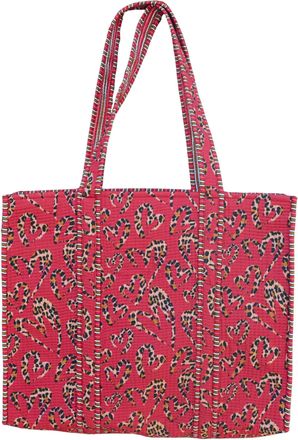 Generic Leopard Print Cotton Quilted Tote Bag - Lightweight Beach & Grocery Shoulder Bag for Women Everyday Use