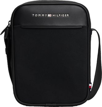 Tommy Hilfiger Foundation Small Crossbody Bag with Adjustable Strap and Logo, Black, One Size, Foundation Small Crossbody Bag With Adjustable Strap and Logo