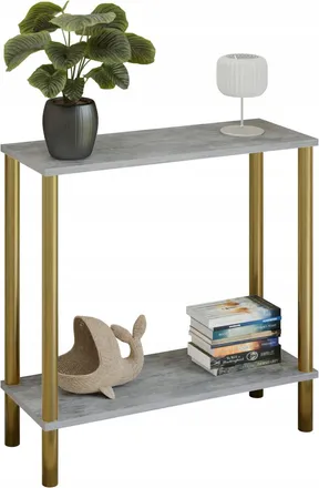 OEM Consola Moderna Con Estante De 80x30x80 Cm, Metal Dorado, Para El Recibidor