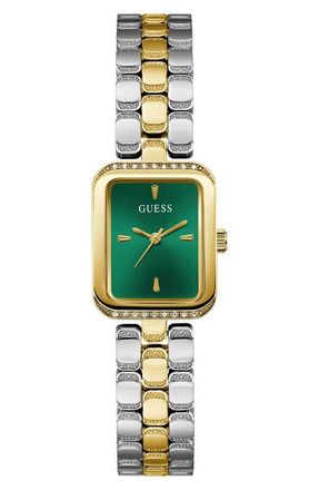 Guess Isla Tank Two-Tone Bracelet Watch, 22mm in Gold at Nordstrom