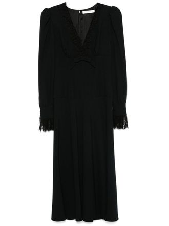 Alessandra Rich V-neck midi dress - women - Cotton - 42 - Black