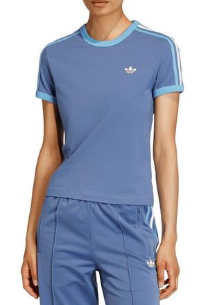 adidas Originals 3-Stripes Slim Fit T-Shirt in Crew Blue/Light Blue/White at Nordstrom, Size X-Small