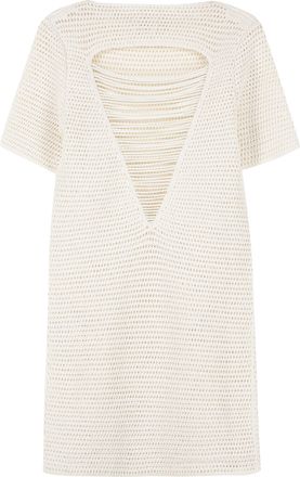 Bottega Veneta Womens Lace-effect Knitted Dress - Ivory Cotton - Size X-Small