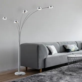 ETC Shop Lampada Da Terra Di Design Led 15 Watt Lobby Lampada Cromata Interruttore A Pedale In Marmo Illuminazione