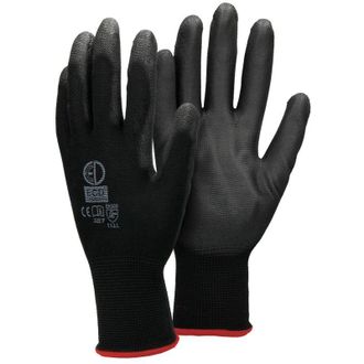 ECD Germany Ecd Germany - 48 Pares Guantes De Trabajo Con Revestimiento De Pu Talla 7-s Color Negro Guantes De Protecci&oacute;n Ideal Para Constructores, Mec&aacute;nicos, Con