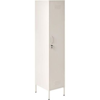 Beliani Metal Storage Cabinet Light Beige Metal Locker with 5 Shelves and Rail Modern Home Office FROME