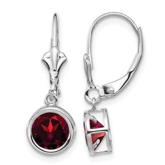Diamond2Deal 14k White Gold 6mm Garnet Drop Dangle Earrings