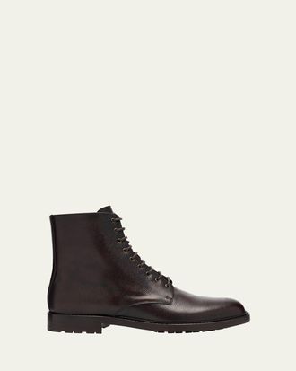 Brunello Cucinelli Mens Burnished Leather Ankle Boots