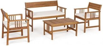 BIZZOTTO Juego De Sal&oacute;n En Madera De Acacia Noem&iacute; Con Cojines