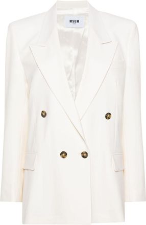 Msgm double-breasted peak-lapels blazer - women - Virgin Wool/Elastane/Viscose - 44 - Neutrals