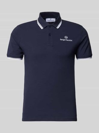 Sergio Tacchini Slim Fit Poloshirt mit Logo-Stitching Modell Reed in Dunkelblau, Gr&ouml;&szlig;e M