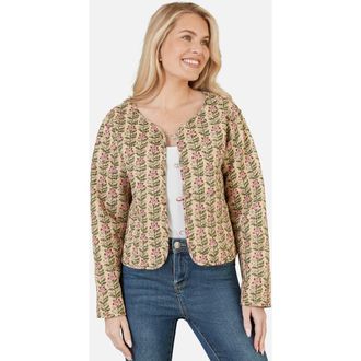 Yumi Reversible Floral Quilted Jacket in Stone at Nordstrom, Size 4