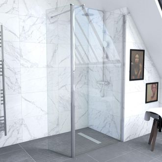 Aurlane Parete Doccia Trasparente Con Deflettore 90+40x200cm - Profilo + Barra Estensibile Cromato