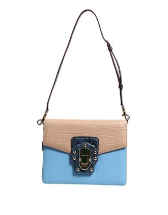 Dolce & Gabbana Blauw Beige Exotisch Leer LUCIA Schoudertas