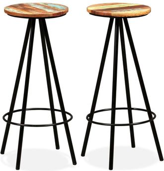 vidaXL Bar Stools 2 pcs Solid Reclaimed Wood Vidaxl