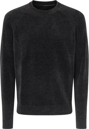 Roberto Ricci Design Velvet Round Knit Sweater - Heren - Ronde hals truien - Grijs - L - Truien & Vesten