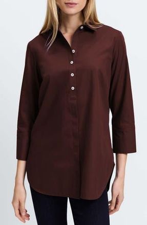 Foxcroft Madison Popover Cotton Oxford Shirt in Chicory Coffee at Nordstrom Rack, Size 2