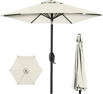 Best Choice Products 7.5ft Heavy-Duty Outdoor Market Patio Umbrella w/ Push Button Tilt, Easy Crank