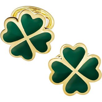 Jan Leslie Four Leaf Clover Sterling Silver Gold Vermeil Cufflinks in Green at Nordstrom