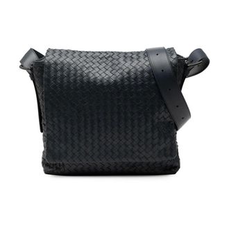 Bottega Veneta Pre-owned Cross Body Bags, female, Black, Size: ONE SIZE Pre-owned Woven Leather Messenger Bag