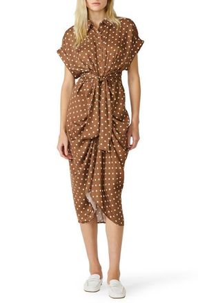 Steve Madden Tori Polka Dot Shirtdress in Toffee/Antique White at Nordstrom, Size 12