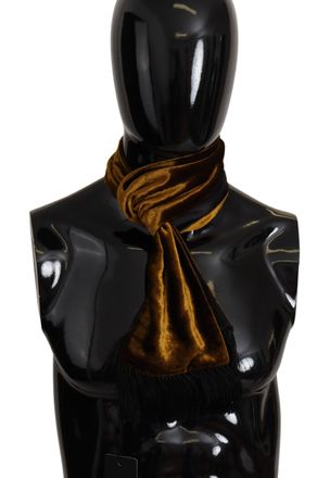 Dolce & Gabbana Brown Mens Shawl Warm Neck Wrap Fringe Silk Scarf - One Size