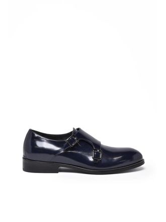 Principe di Milano Blue Leather Monk Strap Loafers