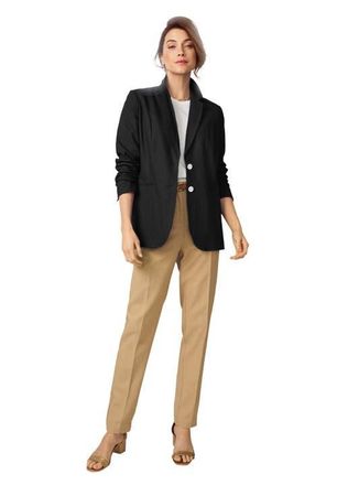 Jessica London Linen Blazer in Black at Nordstrom, Size 26
