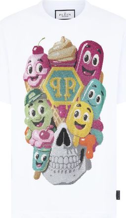 Philipp Plein Round Neck T-Shirt Little Ice Cream Skull Men in White at Nordstrom, Size Xxx-Large