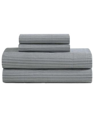 Tommy Hilfiger 200 Thread Count Highland Ticking Stripe Cotton Percale Sheet Set