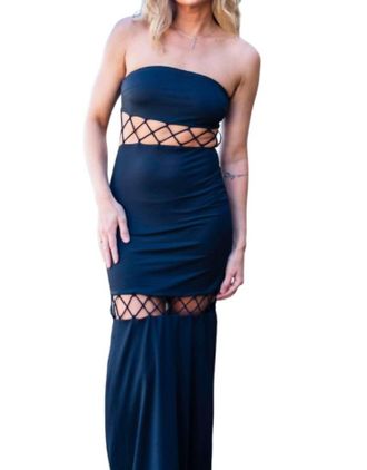 Runaway The Label Ravenna Black Cross Detail Maxi