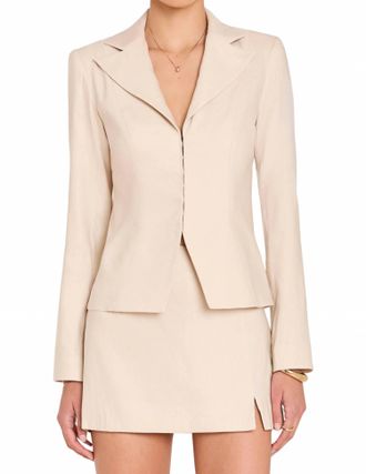 Amanda Uprichard Alana Blazer Jacket In Stone