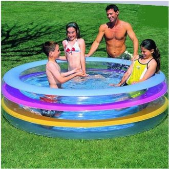 Trade Shop Trade Shop - Piscina Gonfiabile Rotonda Fuori Terra 3 Anelli In Vinile 196 X 53 Cm