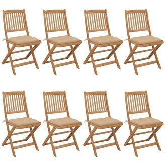 vidaXL Sillas De Jard&iacute;n Plegables 8 Uds Y Cojines Madera Maciza Acacia Vidaxl