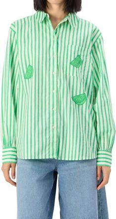 Fab By Fabienne Chapot Alex Lime Stripe Shirt In Warm White/green