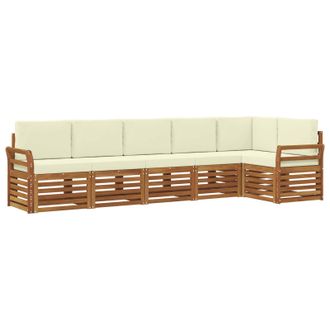 vidaXL Conjunto De Sof&aacute; Seccional Con Coj&iacute;n 6 Pcs Natural Y Crema Vidaxl