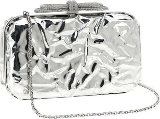 Mach & Mach Clutch a specchio con fiocco doppio - Argento