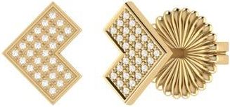 LuvMyJewelry Home One Way Diamond Stud Earrings - 0.1ct. in 14Kt Gold Vermeil On Sterling at Nordstrom Rack