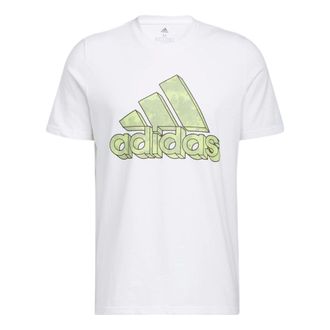 adidas Mens adidas Alphabet Logo Sports Round Neck Pullover Short Sleeve White T-Shirt HE4793