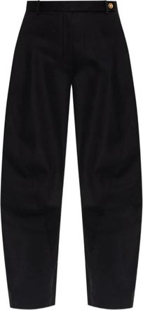 Versace Low-Waist Baggy Gabardine Pants - Dames - Wijde Broeken - Zwart - S - Katoen - Broeken