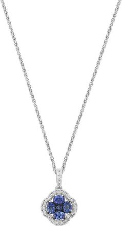 Effy Sterling Silver Blue & White Sapphire Quatrefoil Pendant Necklace at Nordstrom Rack, Size 18