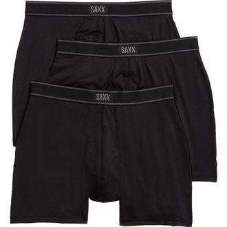 Saxx Assorted 3-Pack Daytripper Comfort Stretch Boxer Briefs in Black at Nordstrom, Size X-Large