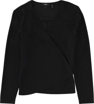 Theory Black Solid V Neck Sweater