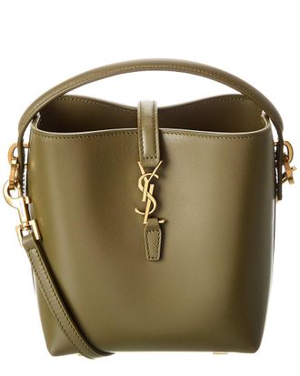 ショルダーバッグ・ポシェット SAINT LAURENT Large leather bucket bag Green Le 37 leather bucket bag in green - Saint Laurent | Mytheresa