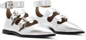 AllSaints Susan Pointed Toe Flat in Silver at Nordstrom Rack, Size 10Us / 40Eu