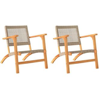 vidaXL Sillas De Jard&iacute;n 2 Uds Madera De Acacia Y Rat&aacute;n Sint&eacute;tico Beige Vidaxl