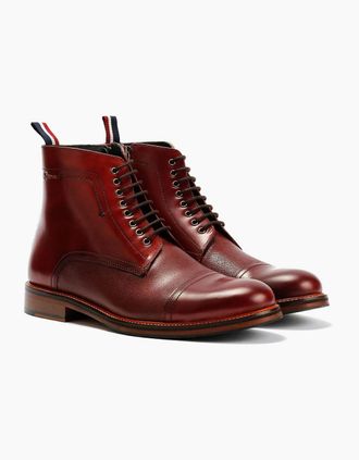 Ben Sherman Mens Ben Sherman Harrington Brush Off Leather Mens Burgundy Boots - Red - Size: 11